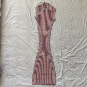 All Saints Pink Ribbed Knit Dress